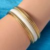 Belle Noel Enameled Snake Chain Bangle in White - Lyst
