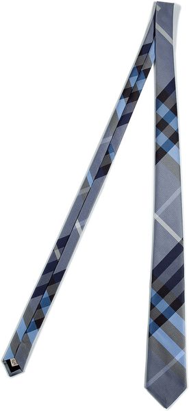 Burberry Stone Blue Check Rohan Silk Tie in Blue for Men - Lyst