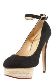 Charlotte Olympia Espadrille-platform Canvas Pump, Black - Lyst