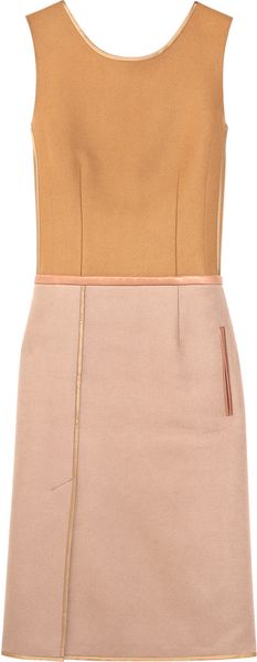 Chloé Leather-trimmed Wool-felt Shift Dress - Lyst
