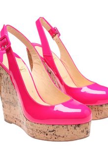 Christian Louboutin Altike Patent Leather and Cork Platform Wedges - Lyst