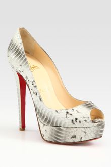 Christian Louboutin Banane Watersnake Peep Toe Platform Pumps - Lyst