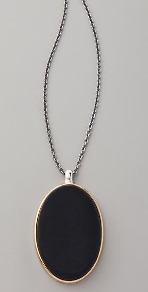 Elizabeth And James Saddle Matte Onyx Pendant Necklace - Lyst