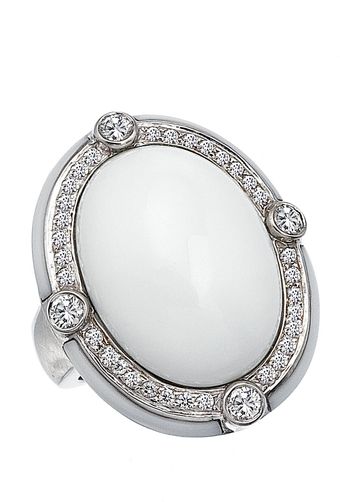  Black & White Onyx & Enamel Statement Ring 