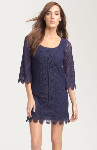 Laundry By Shelli Segal  Lace Dress in Blue (inkblot) - Lyst