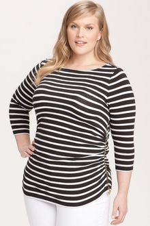 Michael by Michael Kors Ruched Stripe Tee - Lyst