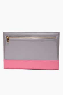 Nasty Gal Zipped Colorblock Clutch - Silver - Lyst