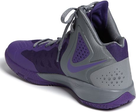 purple and grey basketball shoes