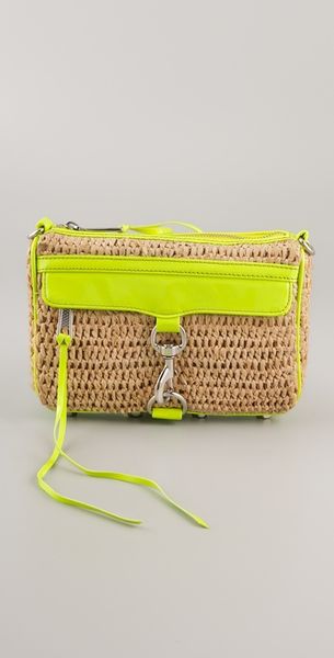 Rebecca Minkoff Straw with Neon Mini Mac Clutch in Yellow - Lyst
