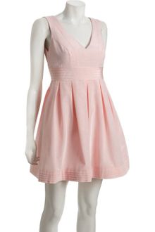 Shoshanna Pink Bengaline Pleated V-neck Dress - Lyst