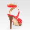 Stuart Weitzman Patent Leather Crisscross Platform Sandals in Pink (coral) - Lyst