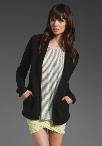  Cotton Tape Yarn Drape Neck Cardigan 