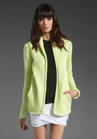  Cotton Tape Yarn Drape Neck Cardigan 