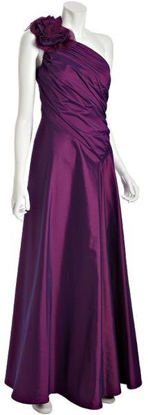Tadashi Shoji Begonia Iridescent Taffeta One Shoulder Rosette Gown in ...