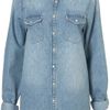 Topshop Oversized Denim Shirt in Blue (bleach stone) - Lyst