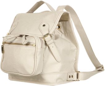 Topshop Cream Buckle Backpack - Lyst