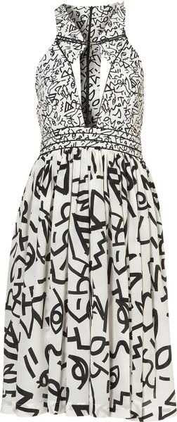 Topshop Hieroglyph Piped Halter Dress By Unique** in White - Lyst
