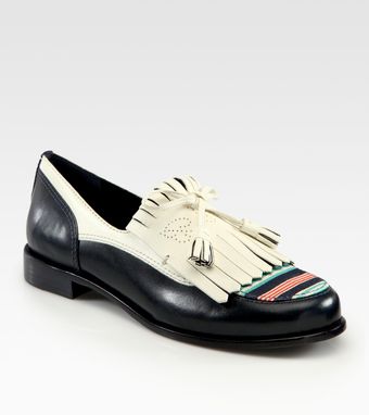  Ruth Leather Stripe-front Oxford Loafers 