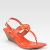 Tory Burch Robinson Leather Slingback Thong Wedge Sandals in Orange (luggage) - Lyst