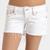 True Religion Keira Frayed Denim Shorts in White - Lyst