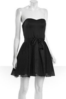 Aidan Mattox Black Beaded Chiffon Strapless Sweetheart Dress - Lyst