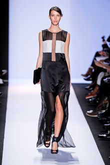 BCBGMAXAZRIA Fall 2012 Sheer Split Front Maxi Dress - Lyst