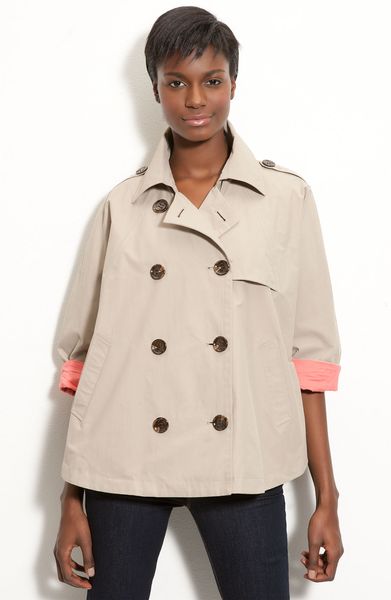 Calvin Klein Double Breasted Cape in Brown (tan) - Lyst