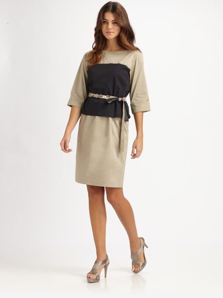 Elie Tahari Chiles Poplin Dress in Black - Lyst