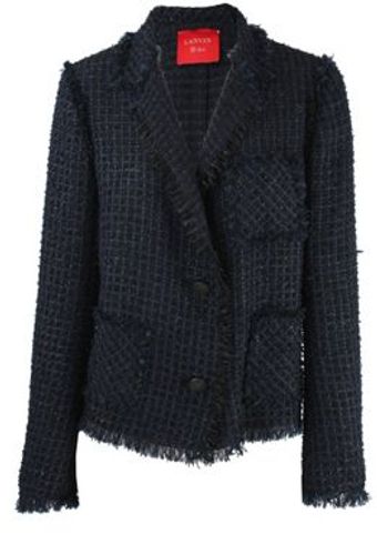 Lanvin Fringed-Tweed Jacket with Pockets - Lyst