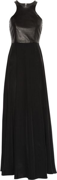 Mason By Michelle Mason Washedsilk Crepe De Chine and Leather Gown in Black - Lyst