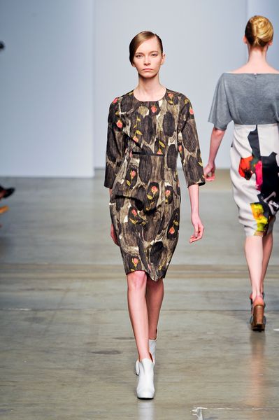 Rachel Comey Fall 2012 Rose Print Pencil Dress in Brown - Lyst