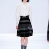 Richard Chai Fall 2012 Striped Skirt with Large Pleats in Gray (black, grey) - Lyst