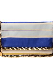 Stella McCartney Falabella Silk Striped Fold-over Clutch - Lyst