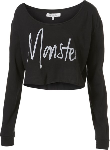 Topshop Monster Crop Top By Illustrated People in Black - Lyst