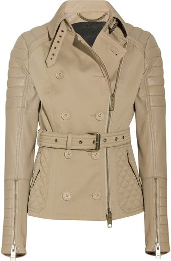 Burberry Prorsum Leather and Gabardine Jacket - Lyst