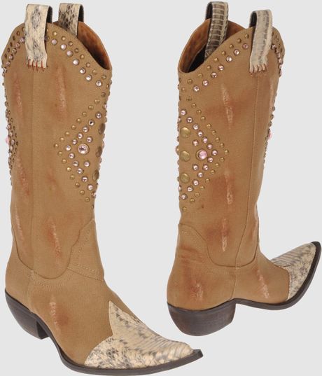 Sophya Flat Boots in Brown (khaki) - Lyst