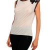Amen Jersey Top Embroidered Flower and Lace Neckline in Beige - Lyst