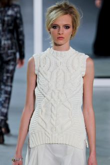 Derek Lam Fall 2012 Sleeveless Aran Sweater in White - Lyst