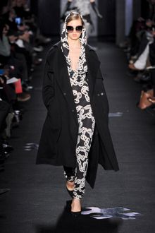 Diane Von Furstenberg Fall 2012 Long Double Breasted Oversized Coat With Pockets And Wide Collar In Black - Lyst