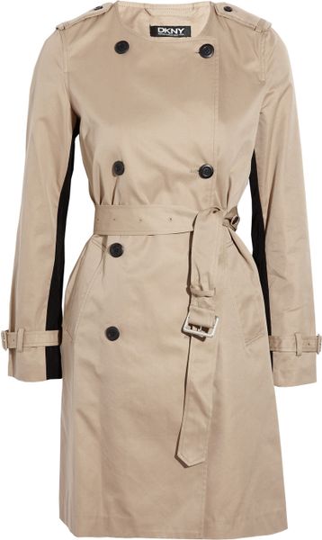 Dkny Twotone Cottonblend Trench Coat in Beige (blue) - Lyst