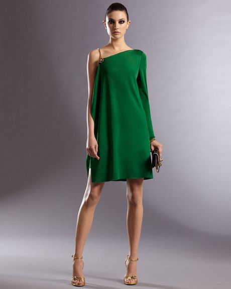 Gucci Asymmetric Dress in Green - Lyst