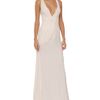 Halston Heritage Twist Front Gown Viscose Dress in White - Lyst