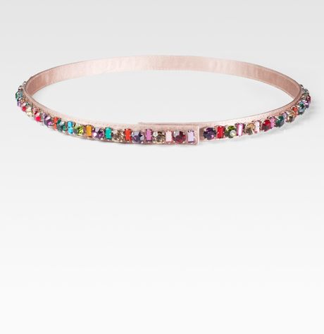 Prada Stone Accented Satin Belt/pink in Pink - Lyst
