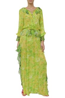 Roberto Cavalli Flower Print Long Dress with Side Slits - Lyst