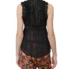 Roberto Cavalli Sleeveless Embroidery Chiffon Blouse in Black - Lyst