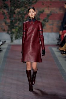 Tommy Hilfiger Fall 2012 Button Detail Leather Tunic Dress - Lyst