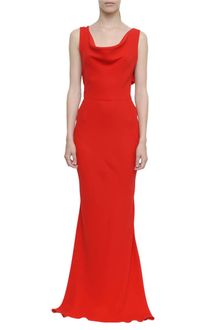 Valentino Stretch Cady Long Dress with Soft Neckline and Bow On The Back - Lyst