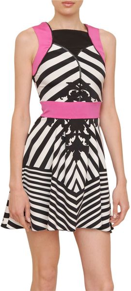 Versace Two Colored Silk Crepe Dress with Fluo Profile in Black - Lyst