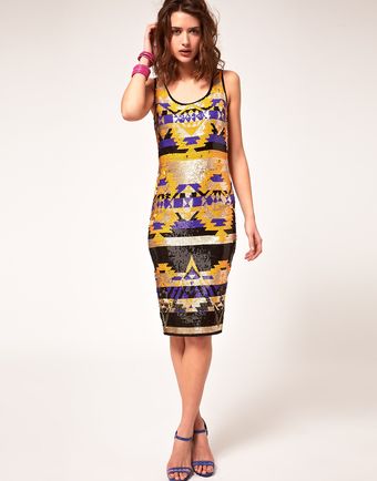 ASOS Collection Asos Midi Dress in Mex Tex Sequin - Lyst