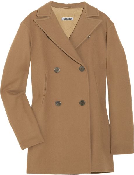 Jil Sander Doublebreasted Wool Coat in Brown - Lyst